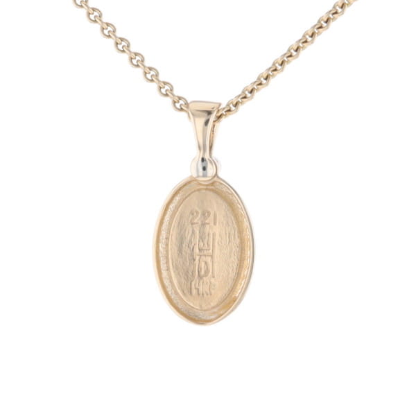 Gold Quartz Oval Inlaid Pendant with .02ct Diamond