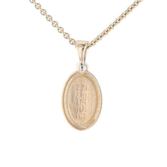 Gold Quartz Oval Inlaid Pendant with .02ct Diamond