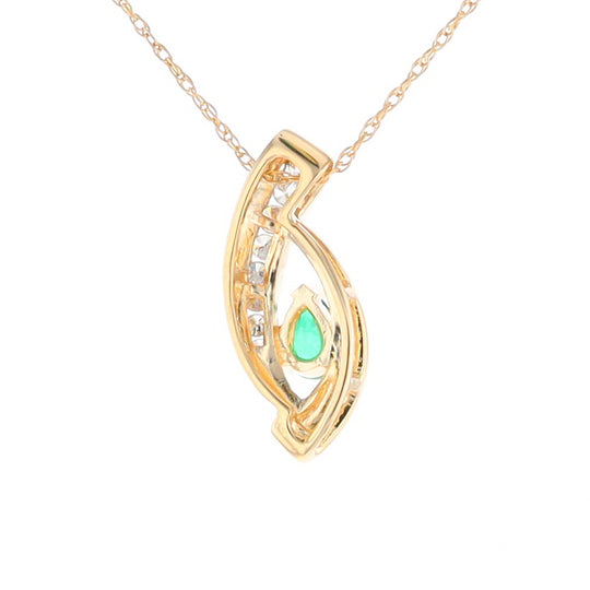 Pear Shaped Emerald Ribbon Pendant