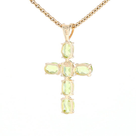 Oval Peridot Cross Pendant