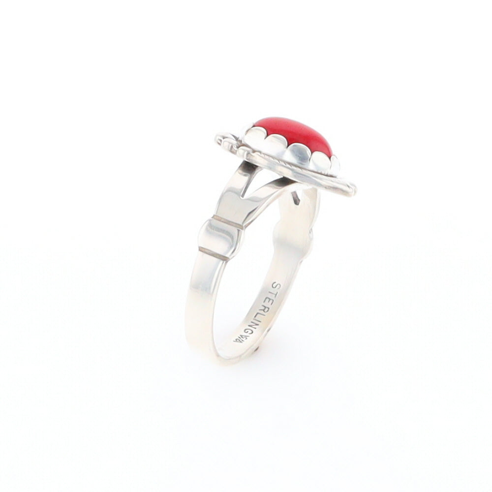 Native American Oval Coral Ring