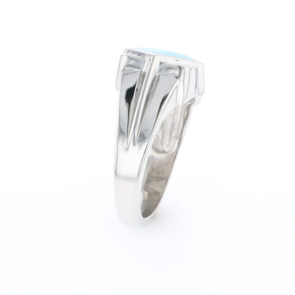 Natural Sleeping Beauty Turquoise ring diamond shape inlaid design with .16ctw round diamonds