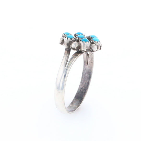 Round Turquoise Cluster Ring