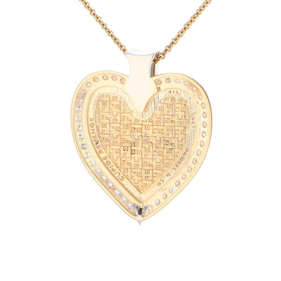 Gold Quartz Necklace Cupid's Revenge 2.24ctw Diamonds Heart Pendant