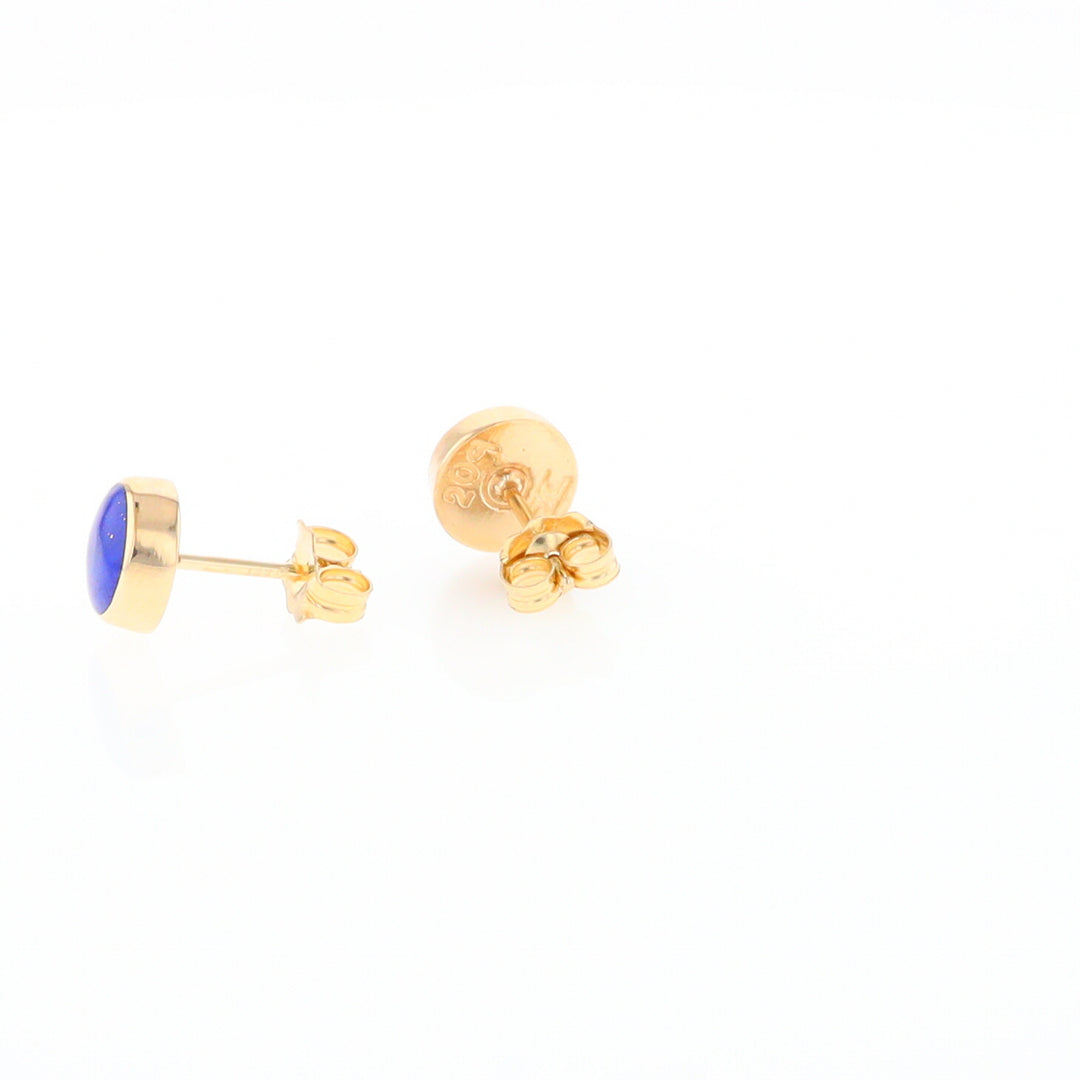 Lapis 6mm Round Inlaid Earrings