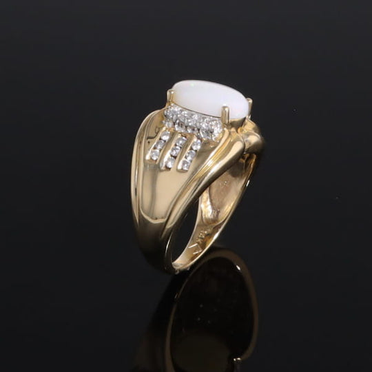 Opal Diamond Channels Ring
