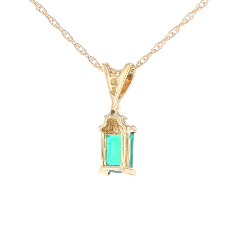 Synthetic Emerald Pendant with Diamond Accents