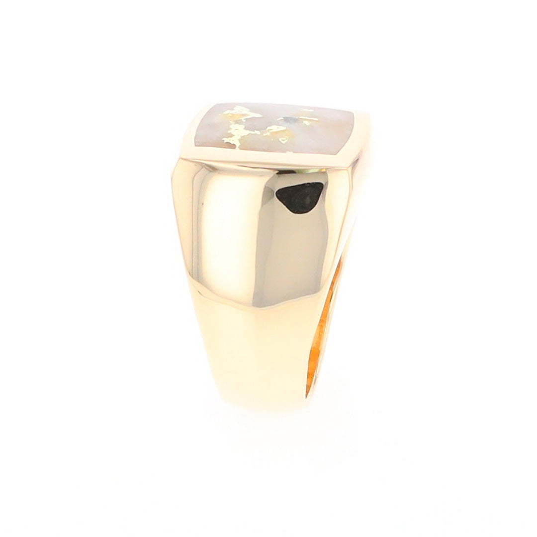 Natural Gold Quartz Men's Ring