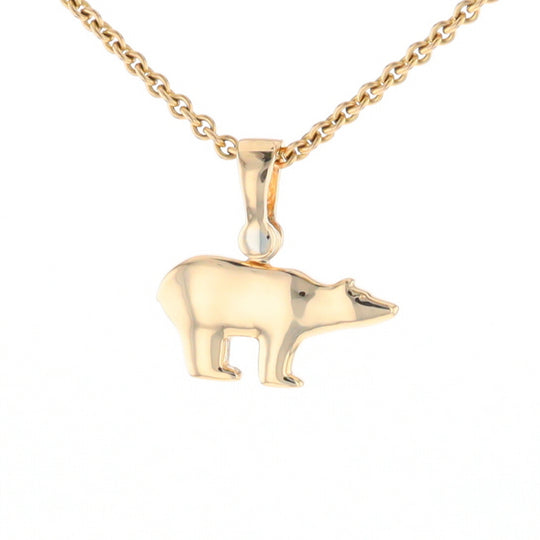 Gold Quartz Inlaid Polar Bear Pendant