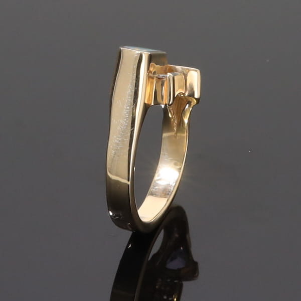 Opal Rings Geometric Inlaid with Tanzanite and .08ctw Round Diamonds