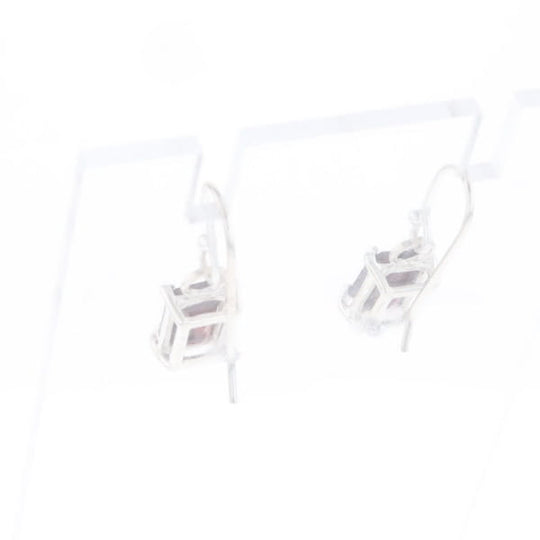 Emerald Cut Garnet Earrings