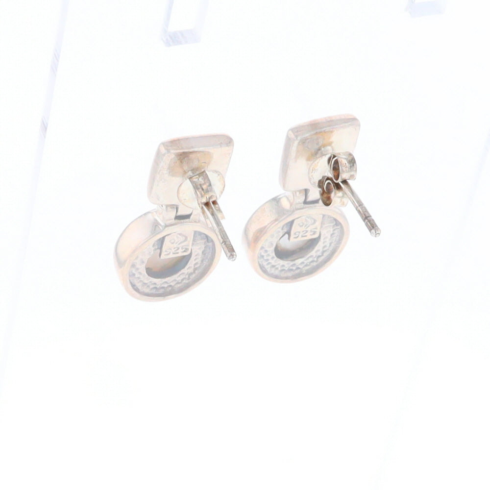 Square Swirl Mother of Pearl Stud Earrings