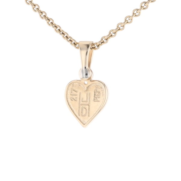 Gold Quartz Necklace Heart Inlaid Design Pendant with .02ct Diamond
