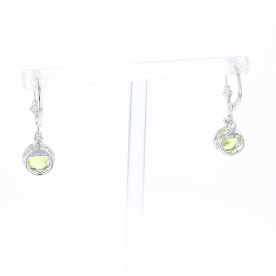 Peridot Dangle Earrings with Diamond Accents