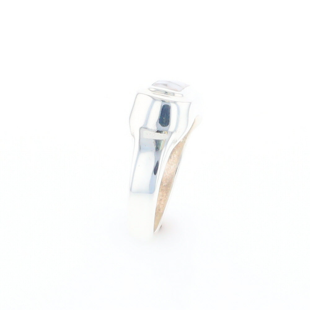 Sterling Silver Gold Quartz Inlaid Rectangular Ring - G3