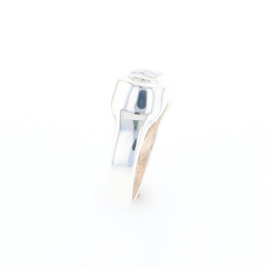 Sterling Silver Gold Quartz Inlaid Rectangular Ring - G3