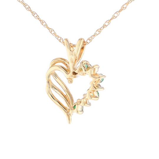 Open Heart Emerald and Diamond Pendant