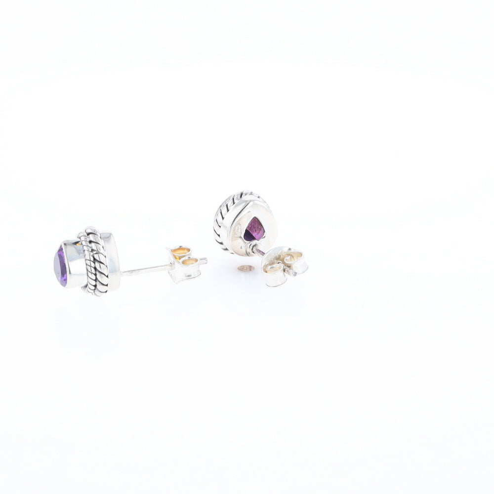 Native Amethyst Pear Stud Earrings