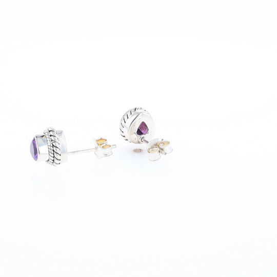 Native Amethyst Pear Stud Earrings