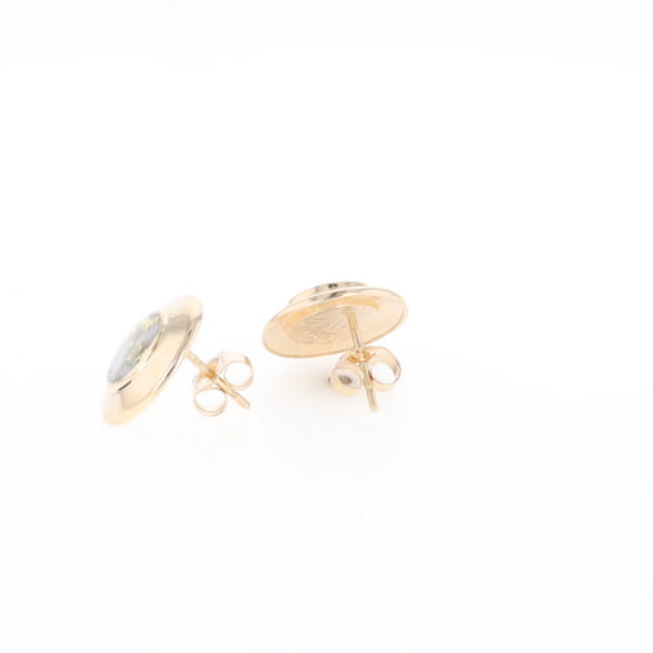 Superior Quality Gold Quartz Inlaid Circle Stud Earrings