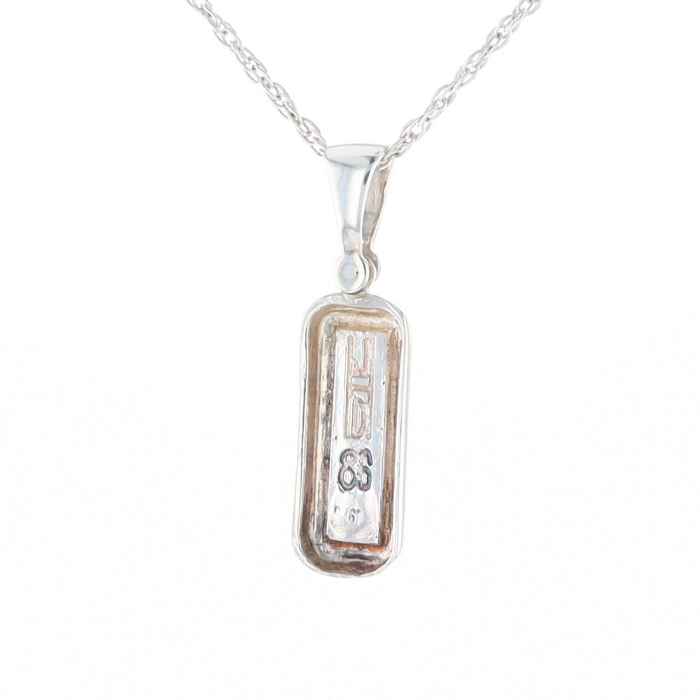 Sterling Silver Gold Quartz Invlaid Rectangle Bar Pendant - G3