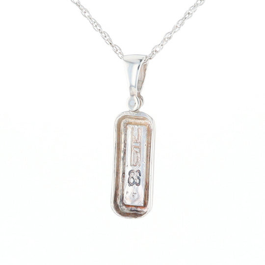 Sterling Silver Gold Quartz Invlaid Rectangle Bar Pendant - G3