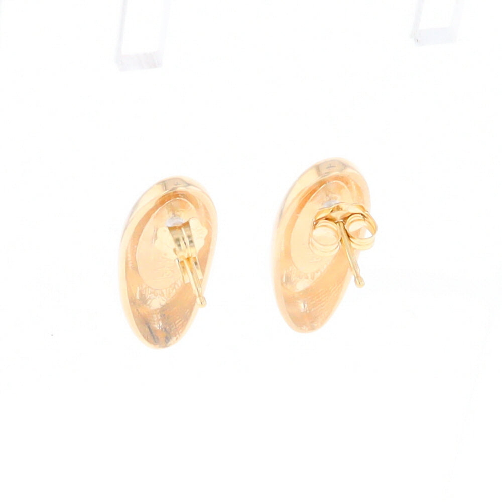 Oval Gold Quartz Inlaid Earrings - G2