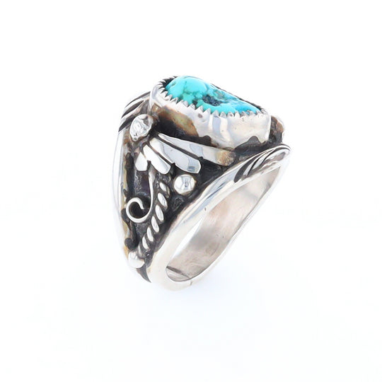 Navajo Turquoise and Feather Design Ring