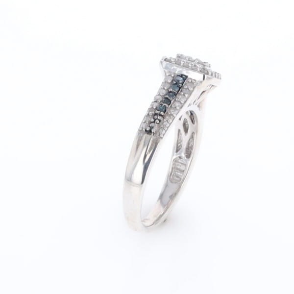 Blue & White Diamond Rectangle Cluster Ring