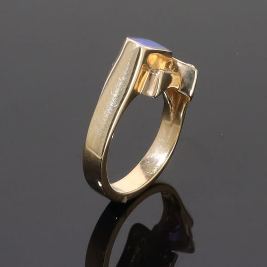 Opal Rings Geometric Inlaid with Amethyst and .08ctw Diamonds