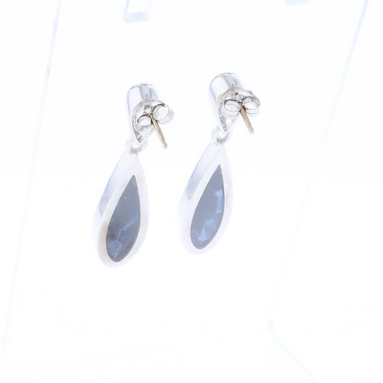 Natural Pietersite Inlaid Teardrop 0.22ctw Diamond Earrings