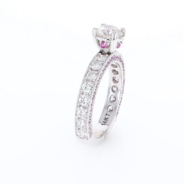 Diamond and Pink Sapphire Engagement Ring