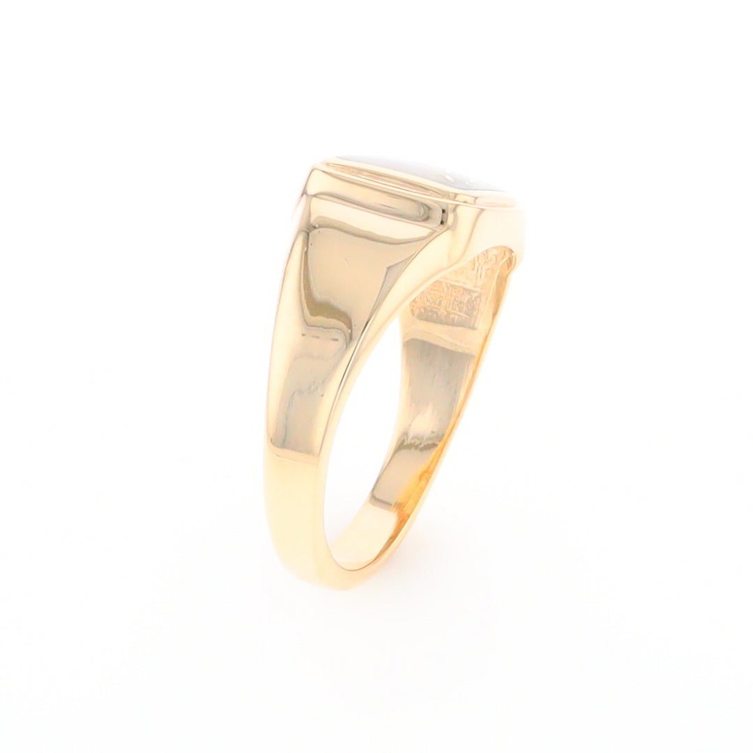 Gold Quartz Ring Square Inlaid Design