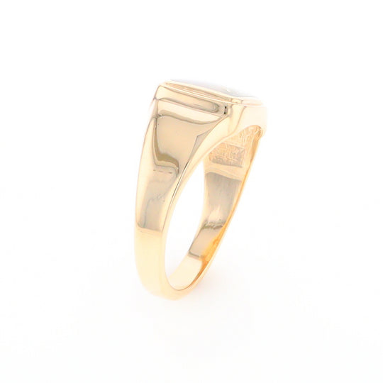 Gold Quartz Ring Square Inlaid Design