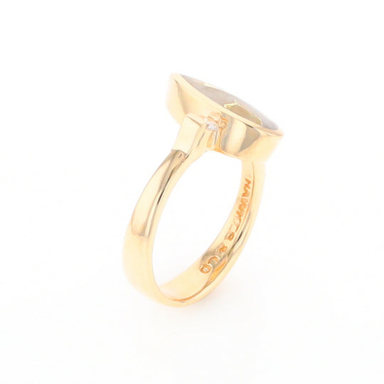 Gold Quartz Ring Pear Shape Inlaid with .18ctw Round Diamonds