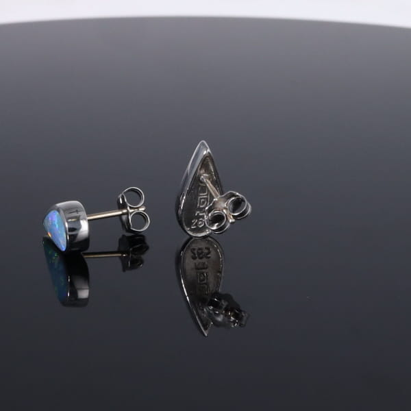 Opal Earrings Tear Drop Inlaid Design Studs
