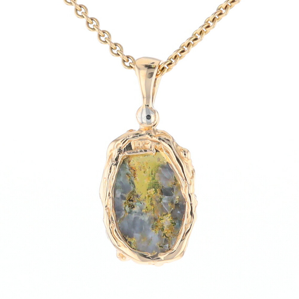 Serpentine & Gold Quartz Freeform Pendant