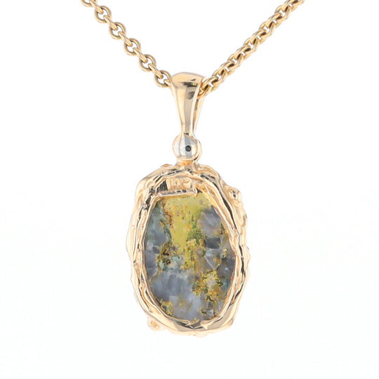 Serpentine & Gold Quartz Freeform Pendant
