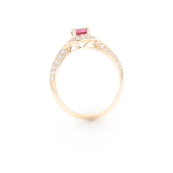 Peaked Halo Pink Tourmaline & Diamond Engagement Ring
