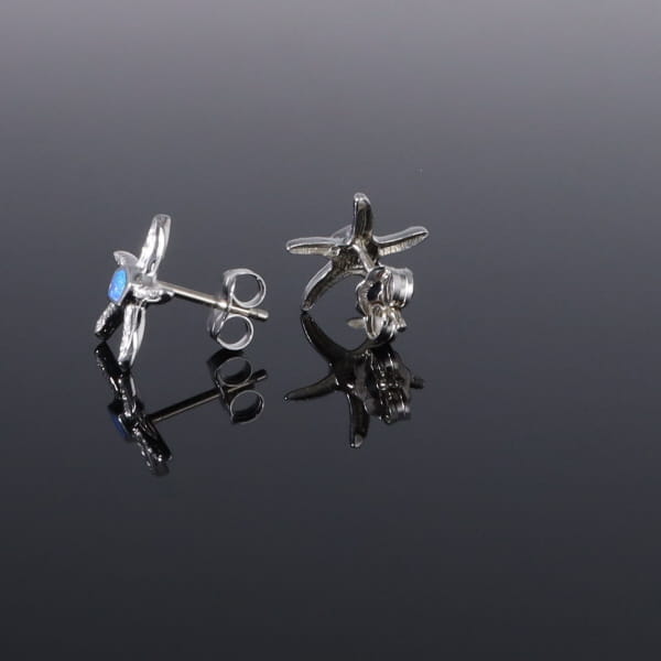Opal Earrings Inlaid Realistic Star Fish Design