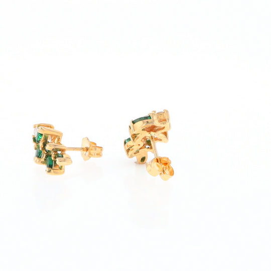 Marquise Emerald Cluster Stud Earrings