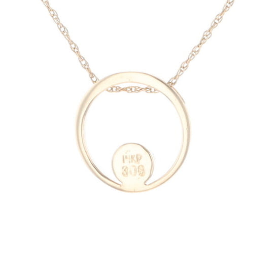 Gold Quartz Pendant Open Circle Design Round Inlay Pendant