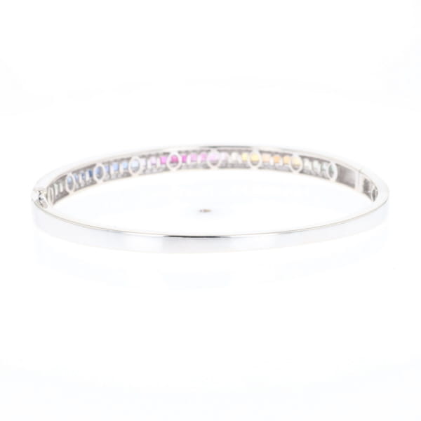 Multi-color Sapphire Cuff Bracelet with Diamond Accents