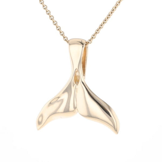 Whale Tail Natural Gold Quartz Single Side Inlaid Pendant