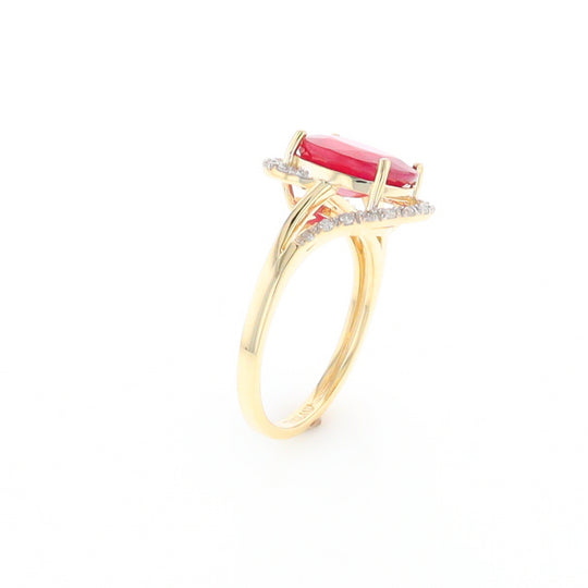 Ruby Bypass Ring with Diamond Accents