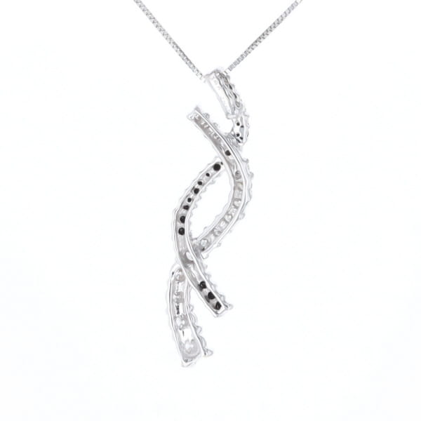 Ribbon Necklace With Black and White Diamonds