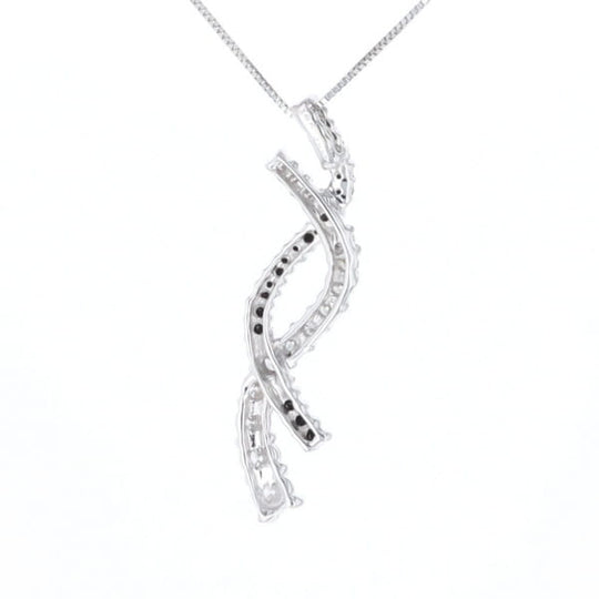 Ribbon Necklace With Black and White Diamonds