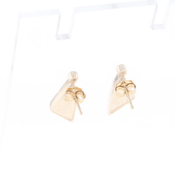 Gold Quartz Earrings Triangle Shape Inlaid with .04ct Round Diamonds - G2