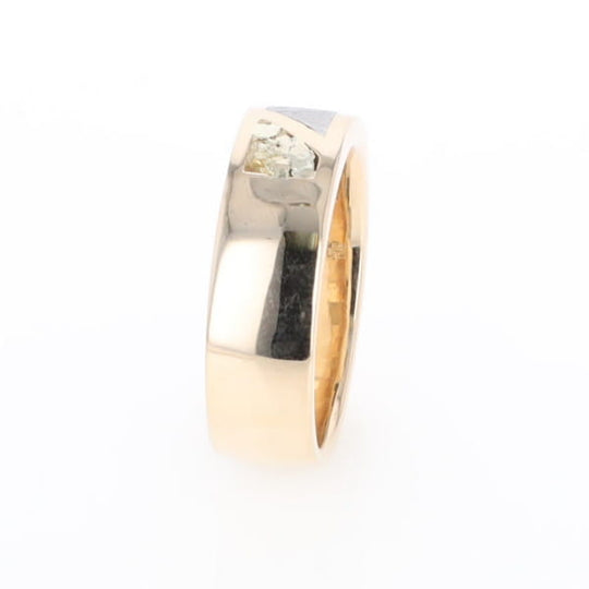 Meteorite Ring, Center Inlaid & Natural Nugget Sides