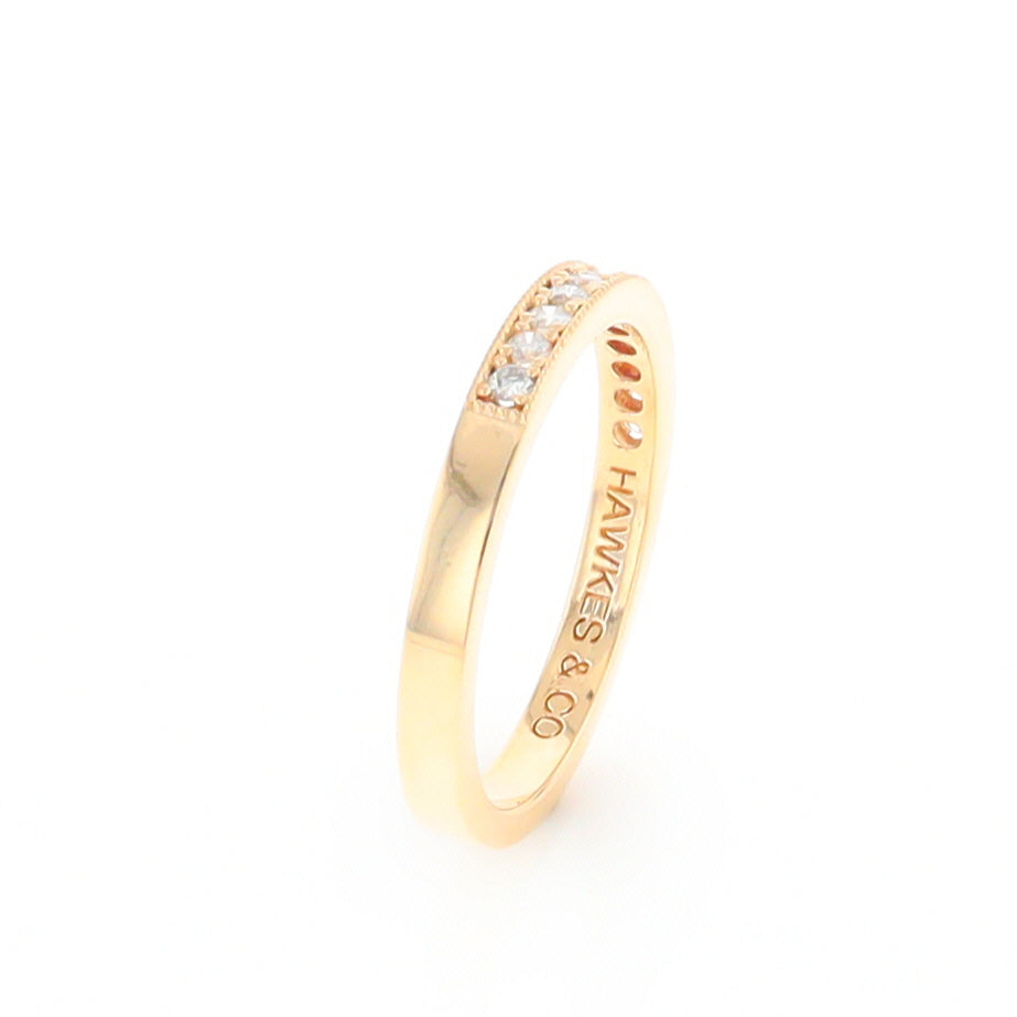 Yellow Gold Milgrain Diamond Wedding Band